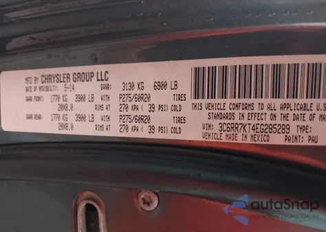 2014 Ram 1500 Express из США, поврежденный, VIN 3C6RR7KT4EG285289